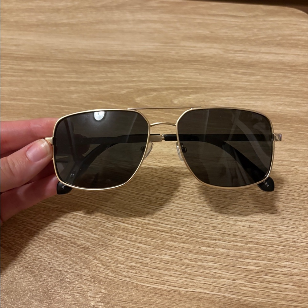 I-Sea silver aviator rectangular glasses with black polarized lenses